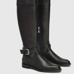 ZARA Black Zip Side Buckle Ridding Knee Boot